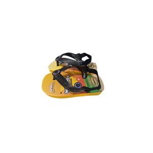 Marvel Wakanda Forever Havaianas Kids Flip Flops Size 5C Black Panther Yellow/Bl